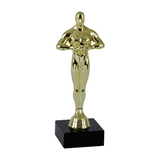 Guldfarvet award statuette ála Oscar, 4 sokkeltyper