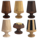 Dansk designet Raflebæger i træ, 6 træ versioner, Lyddæmpet