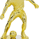 Fodbold statuette mini herre, guld, 4 sokkeltyper