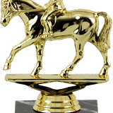Heste statuette med rytter, guld, 4 sokkeltyper