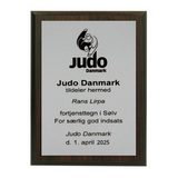 Træplakette med lasergravering, Sølv