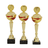 Guld chrompokal, elegant trompet, rød Cup detalje