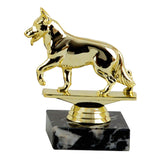 Schäferhund statuette, guld, flere sokkeltyper
