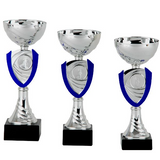 Chrompokal, sølv & blå
