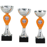 Moderne pokal, sølv og orange