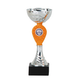 Moderne pokal, sølv og orange