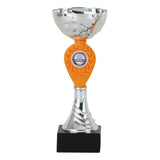 Moderne pokal, sølv og orange