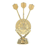 Dartpile med skive statuette, guld, flere sokkeltyper