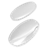 Oval faneplade med stregkant, sølv farve