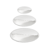 Oval faneplade med perlekant, sølv farve