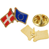 Flot reversnål med Dannebrog og EU flag