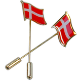 Flot revers pin med Dannebrog flag, guld