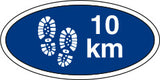 Ovalt Stofmærke 10 km Blå, 40x20mm.