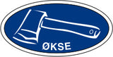 Ovalt Stofmærke, Økse, Blå, 40x20mm.
