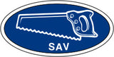 Ovalt Stofmærke, Sav, Blå, 40x20mm.
