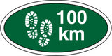 Ovalt Stofmærke 100 km Grøn, 40x20mm.