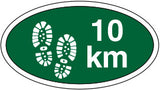 Ovalt Stofmærke 10 km. Grøn, 40x20mm.