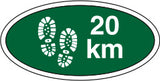 Ovalt Stofmærke 20 km Grøn, 40x20mm.