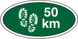 Ovalt Stofmærke 50 km Grøn, 40x20mm.