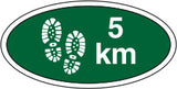 Ovalt Stofmærke 5 km Grøn, 40x20mm.