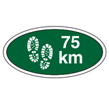 Ovalt Stofmærke 75 km Grøn, 40x20mm.
