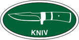 Ovalt Stofmærke, Kniv, Grøn, 40x20mm.