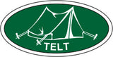 Ovalt Stofmærke, Telt, Grøn, 40x20mm.