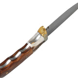 Håndsmedet jagtkniv med håndtag i rosentræ og horn