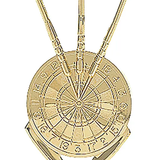 Dartpile med skive statuette, guld, 4 sokkeltyper