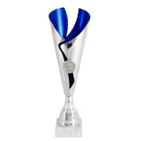Elegant Sølv-Blå pokal, Hvid sokkel