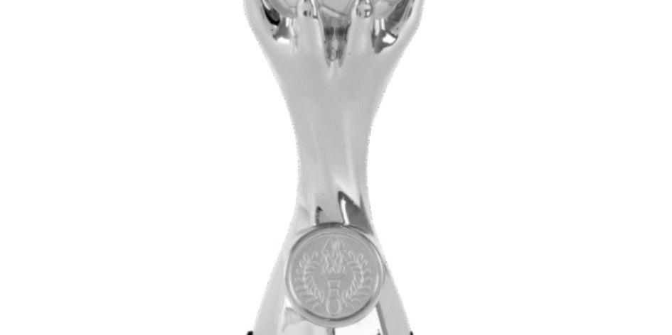 Flot pokal statuette, 3 metal farver, sort sokkel