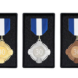 Fortjenstmedalje sæt med Blå/hvid/Blå bånd, inkl. gravering