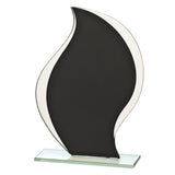 Glasplakette "Sort Flamme", incl. gravering