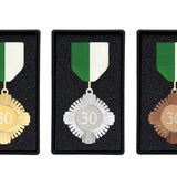 Fortjenstmedalje sæt med Grøn/hvid bånd, inkl. gravering