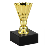 Badminton Fjerbold statuette, guld, 4 sokkeltyper