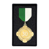 Fortjenstmedalje sæt med Grøn/hvid bånd, inkl. gravering