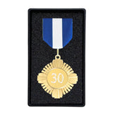 Fortjenstmedalje sæt med Blå/hvid/Blå bånd, inkl. gravering