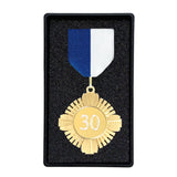 Fortjenstmedalje sæt med Blå/Hvid bånd, inkl. gravering