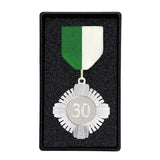 Fortjenstmedalje sæt med Grøn/hvid bånd, inkl. gravering