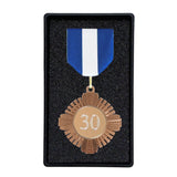 Fortjenstmedalje sæt med Blå/hvid/Blå bånd, inkl. gravering