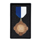 Fortjenstmedalje sæt med Blå/Hvid bånd, inkl. gravering