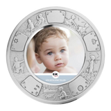 Rund fotoramme til dreng ø18cm, Tin, til gravering
