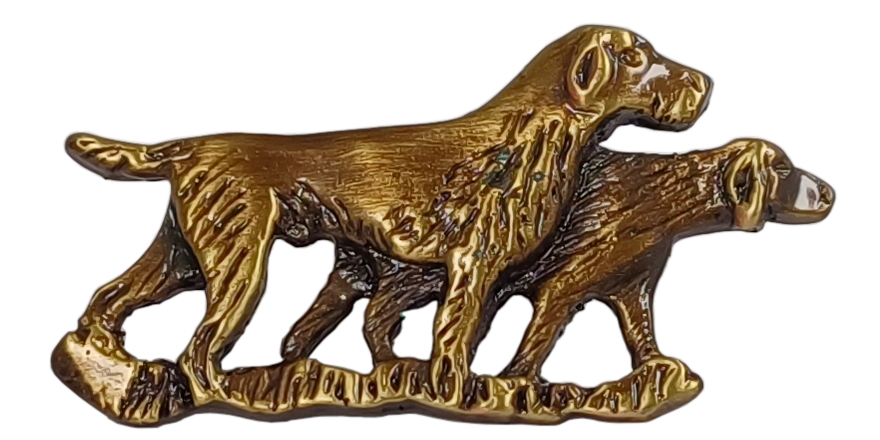 Pins med hunde, Reversnål, støbt tin i 3 metal farver