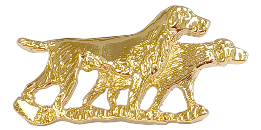 Pins med hunde, Reversnål, støbt tin i 3 metal farver