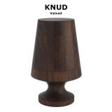 Dansk designet Raflebæger i træ, 6 træ versioner, Lyddæmpet