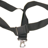 900 x 20 mm. polyester nøglesnor, Sort. Monteret med Japan Hook og sikkerhedsspænde