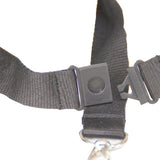 900 x 20 mm. polyester nøglesnor, Sort. Monteret med Japan Hook og sikkerhedsspænde